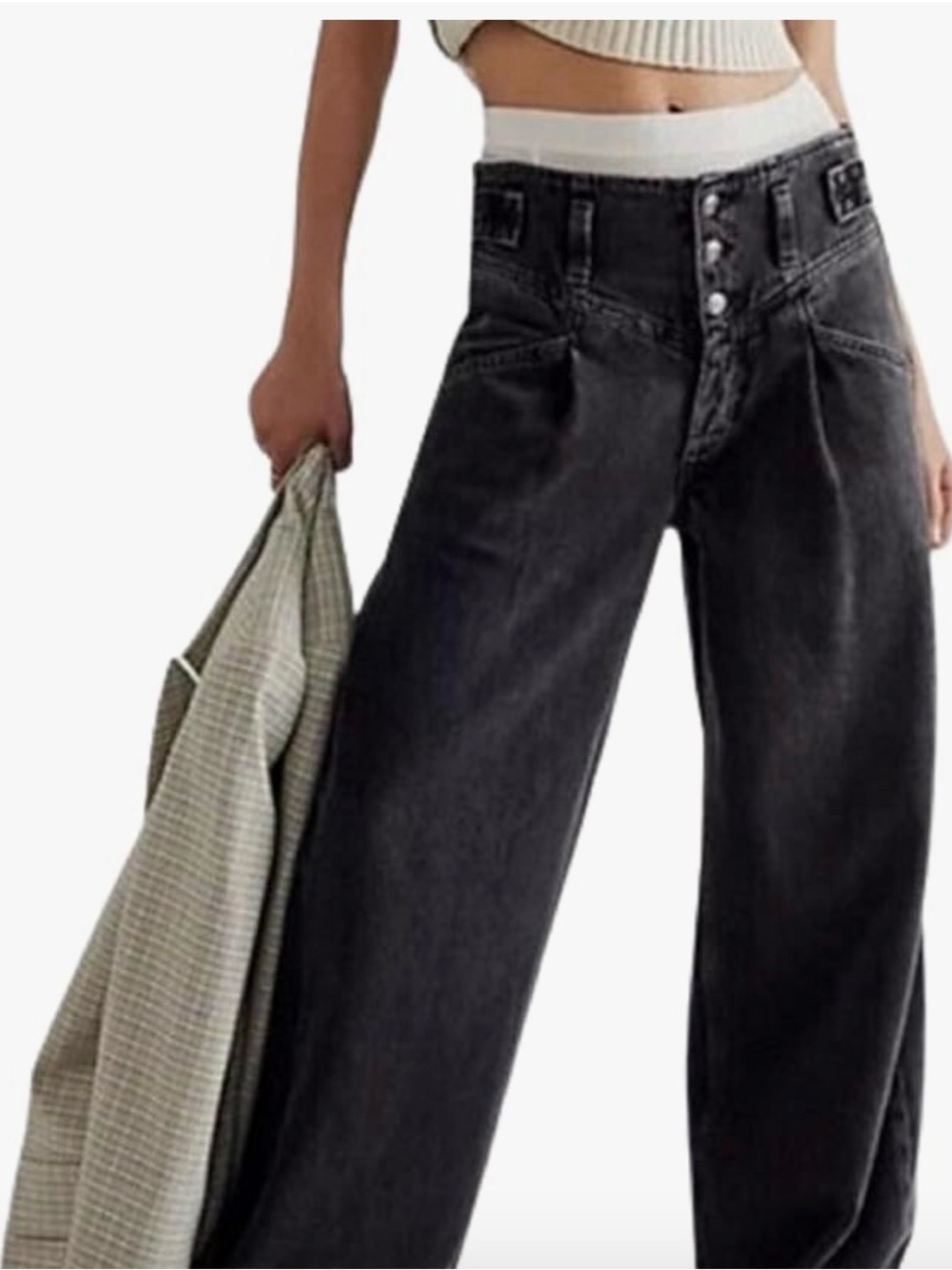 NWOT Free People Keeper Care Sweeper Black Jeans